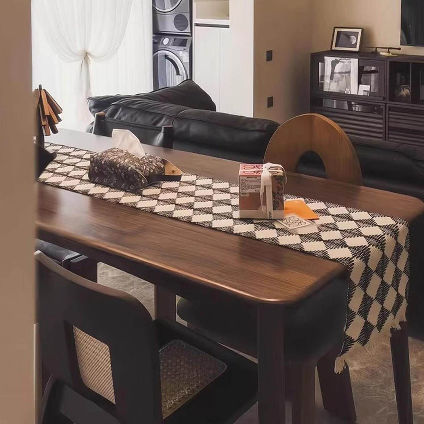 实木餐桌中古风家用小户型长方形胡桃木色餐厅吃饭桌子桌椅组合,淘宝优惠券,粉丝福利购,淘宝优惠卷