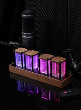 拟辉光管时钟创意电子闹钟免组装led数字闹钟定时器胡桃木辉光钟