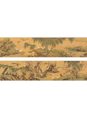 十大名画百鸟朝凤图中式丝绸卷轴挂画卧室客厅装饰画餐厅书房壁画