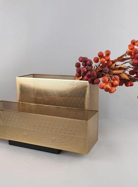 北欧金属金色多孔大花器样板房卧室客厅餐厅书房桌面工艺品摆件