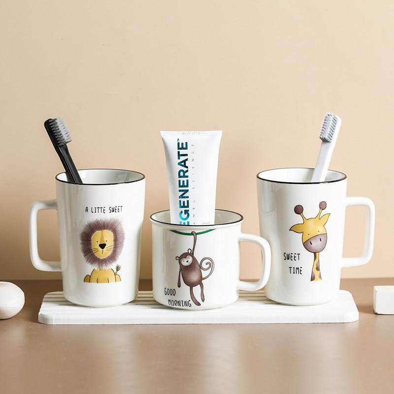 卡通刷牙杯创意简约家用儿童牙缸漱口杯亲子套装情侣陶瓷洗漱杯子,淘宝优惠券,粉丝福利购,淘宝优惠卷