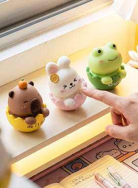 可爱兔子不倒翁情绪稳定小摆件办公室桌面工位解压装饰品女生礼物