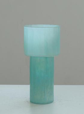 设计师款简约幻彩大口哑光手工打磨玻璃花瓶水培干花软装居家装饰