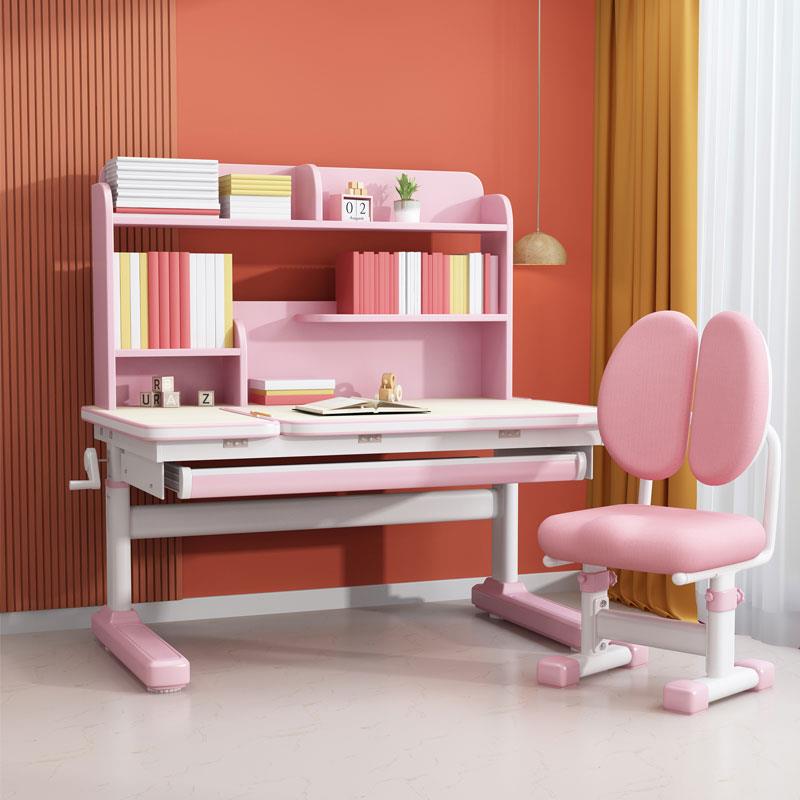 9WOR children's desk study table student writing desk liftable table and chair set solid wood desk and chair home