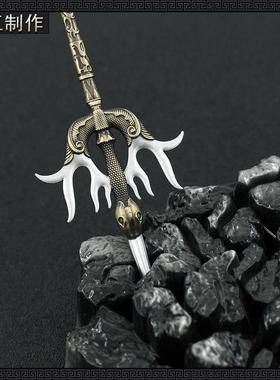 隋唐演义影视周边宇文成都凤翅镏金镗30CM全金属摆件模型