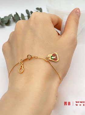 珐琅烧蓝吊坠手链纯银镀金蛇骨链