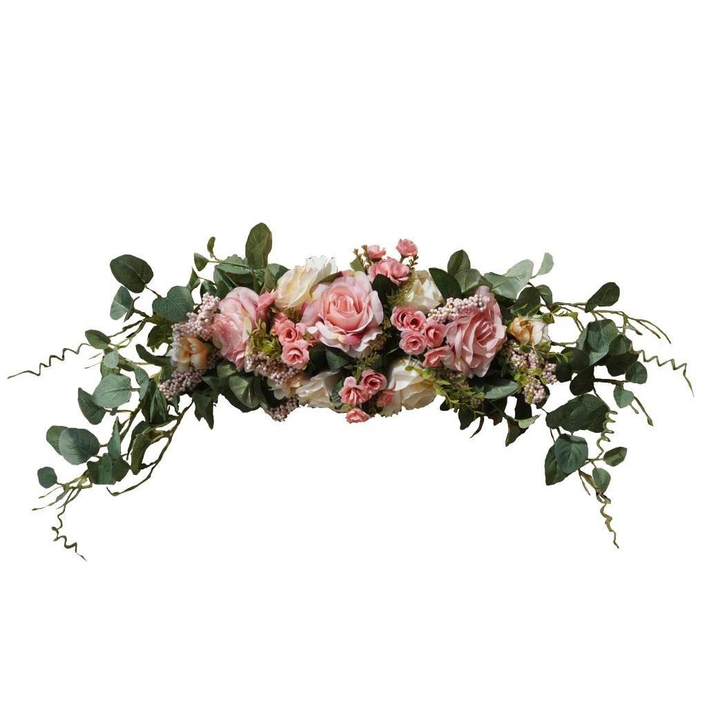 欧式彷真门楣壁挂家居餐桌花装饰彷真花花环门饰绢花摆件墙挂 - 图1