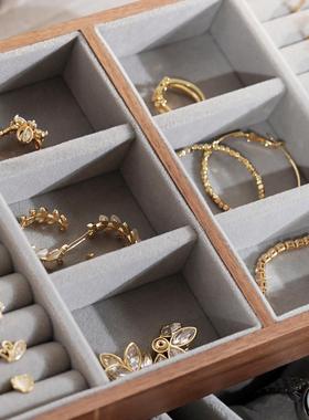 双层黑巧克力首饰盒/黑胡桃实木覆古高端项炼珠宝手表收纳盒创木