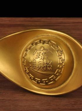 黄铜元宝摆件招财元宝黄金万两金元宝家居客厅酒柜装饰品开业礼品