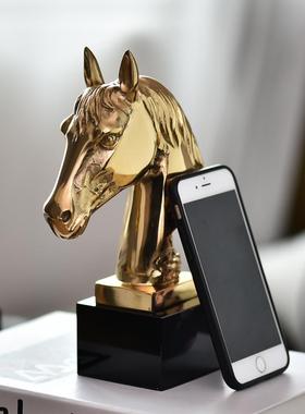 欧式轻奢铜马摆件 办公室酒柜室内装饰品玄关酒柜马到成功摆设