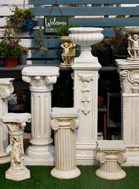 欧式花盆罗马柱摆件婚庆婚礼道具柱子底座复古花园庭院阳台装饰