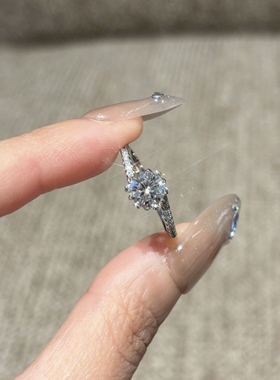 高定轻奢爆款人工培育微镶雪花戒指女款莫桑仿真钻戒指求婚婚介12