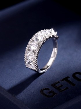 新款日韩风食指小众设计首饰潮冷淡风锆石时尚指环开口几何戒指女