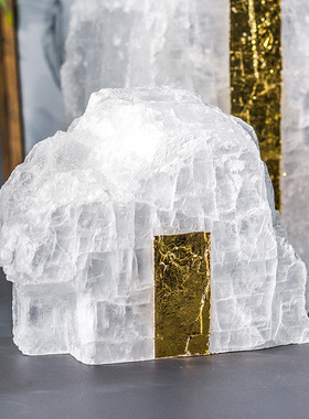 现代简约天然晶石新中式假山摆件样板间客厅酒店玄关软装饰品摆设