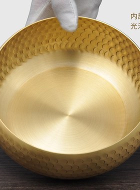 全铜茶钵摆件家用干泡茶杯洗茶艺笔洗废水创意功夫茶具配件工艺品