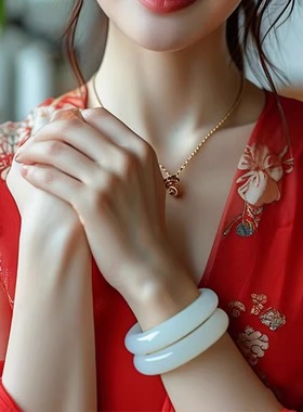 支持定制手镯和田玉女款羊脂白玉