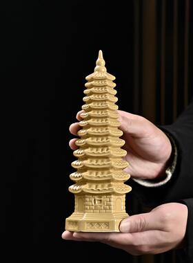 陶土文昌塔七层九层十三层13层土黄色办公室风水摆件考试文昌塔瓷