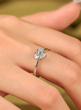 莫桑戒指50分爱心钻异形桃心钻