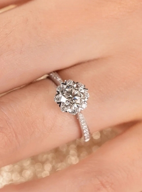 YUDANDUN莫桑戒指1克拉繁华钻戒满钻小初花时尚结婚求婚女高级感