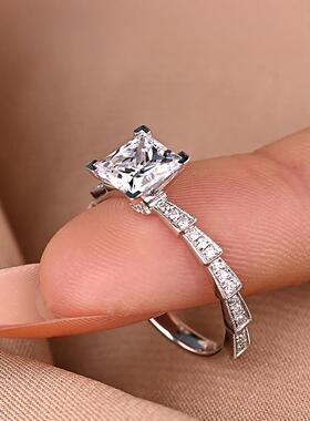 莫桑戒指公主方钻蛇形波浪戒指