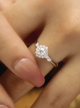 YUDANDUN莫桑戒指30分新款公主方包圆钻设计轻奢时尚优雅婚戒女