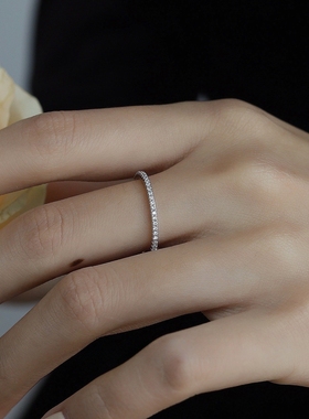 莫桑戒指细排钻单镶碎百搭