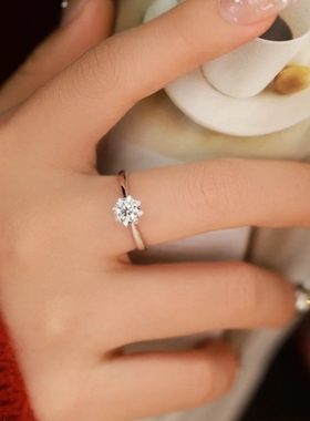 YUDANDUN莫桑戒指50分雪花钻戒简约优雅时尚百搭日常通勤闭口戒女