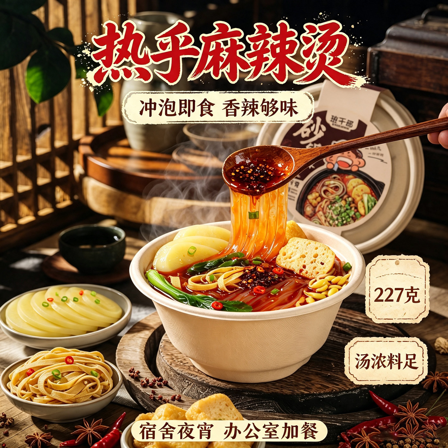 Class cadre casserole spicy hot pot boxed no-cook spicy oden late night snack instant spicy mixed hot pot powder whole box