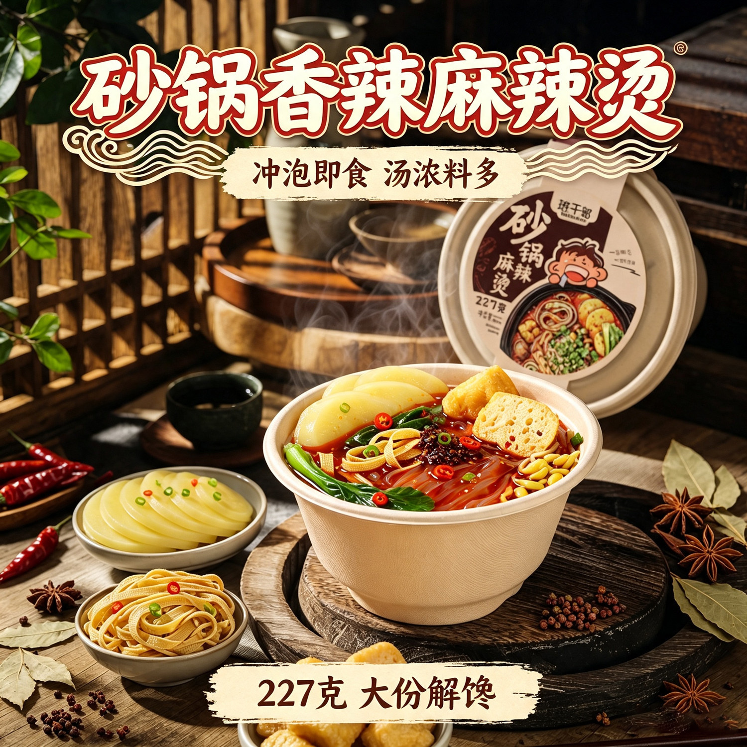 Class cadre casserole spicy hot pot boxed no-cook spicy oden late night snack instant spicy mixed hot pot powder whole box
