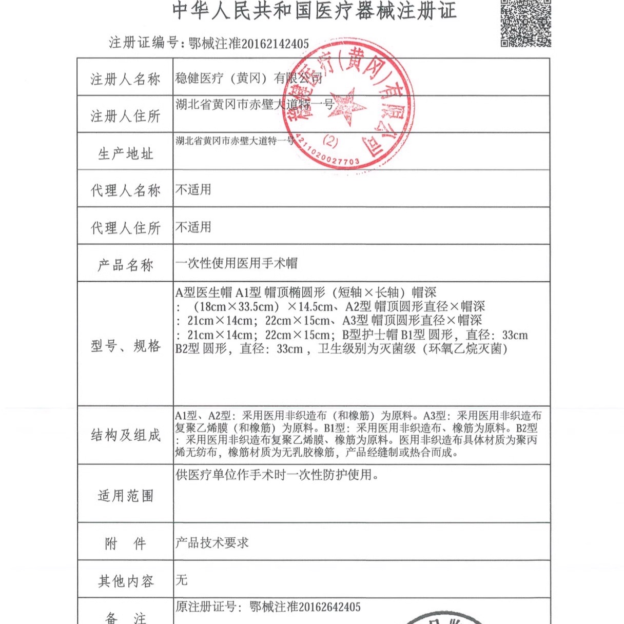 稳健医疗医用手术帽一次性灭菌级医生帽加厚无纺布护士帽牙科诊所