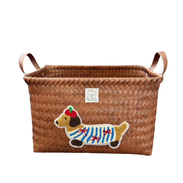 Retro dachshund puppy dirty clothes storage basket dirty clothes basket