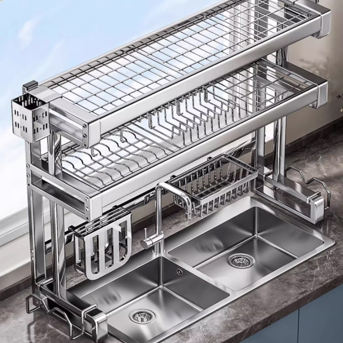 德国加厚高品质304不锈钢水槽置物架水池洗碗槽放碗碟收纳沥水架,淘宝优惠券,粉丝福利购,淘宝优惠卷