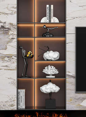 现代轻奢高级感电视柜摆件酒店样板房办公室书柜小众壁龛软装饰品