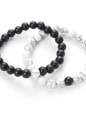 2019手饰 磨砂宝石手链两件套串珠手串套装欧美