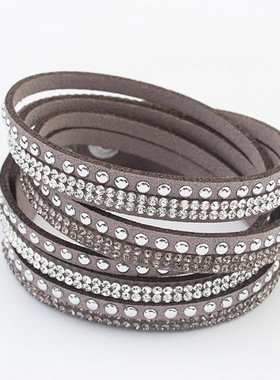 速卖通爆款 长款皮质 欧美烫钻手链多层编织手链女 简拉饰品B1188