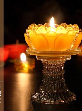 24小时12小时18小时平口莲花酥油灯供佛灯长明灯玻璃佛具佛堂供灯