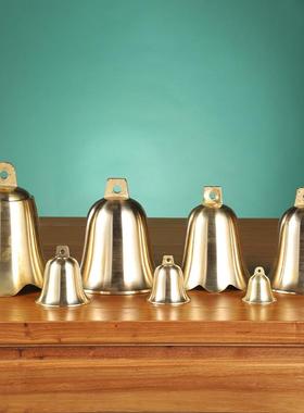 圆口铜钟寺庙大号风铃铜铃铛黄铜挂件喇叭铃学校上课铃警示铃