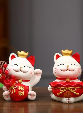 创意招财猫玄关装饰托盘家居收纳摆件新房装饰插花乔迁节庆礼物