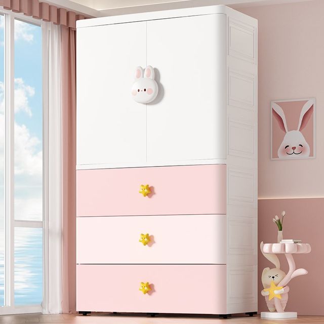 Extra large 75cm cartoon children's wardrobe storage cabinet baby clothing storage cabinet plastic home baby wardrobe