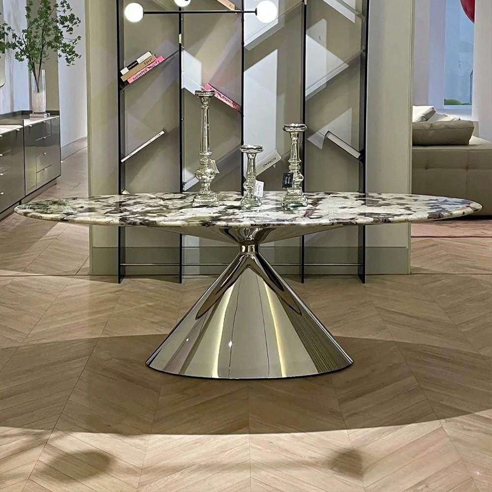 加澄轻奢雪山飞狐大理石餐桌家用现代简约椭圆形天然奢石飞碟餐桌,淘宝优惠券,粉丝福利购,淘宝优惠卷