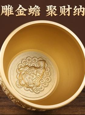 百福铜缸黄铜米缸摆件家居客厅装饰品招聚纯财特大号存钱罐聚宝盆