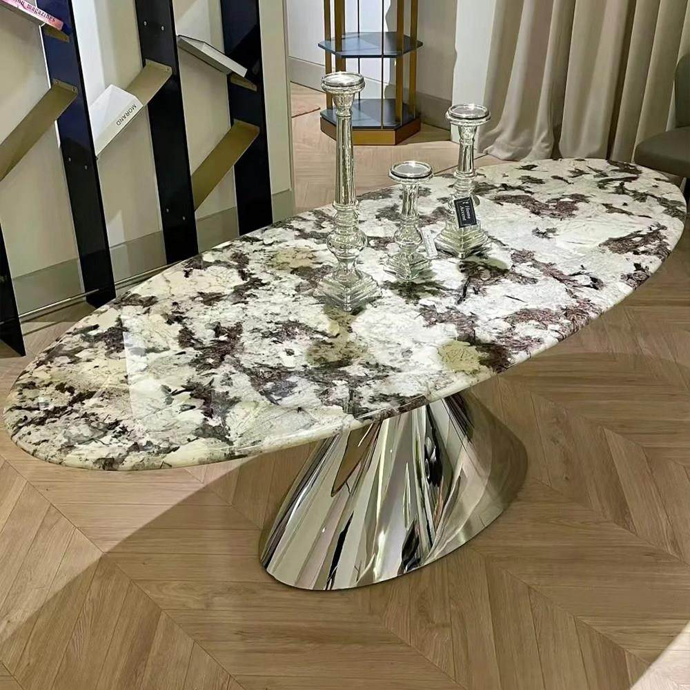 加澄轻奢雪山飞狐大理石餐桌家用现代简约椭圆形天然奢石飞碟餐桌,淘宝优惠券,粉丝福利购,淘宝优惠卷