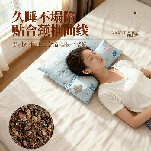 新款荞麦壳三角连体枕颈椎枕护颈枕家用午睡枕荞麦舒睡艾草枕头 - 图0