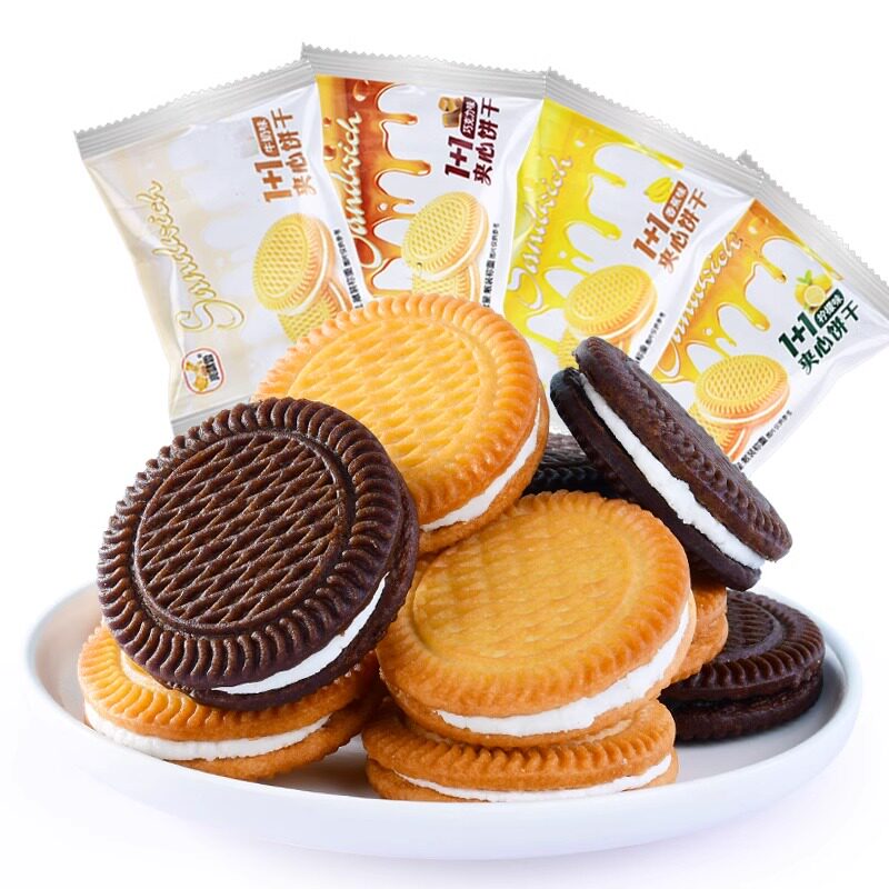 柠檬夹心饼干芝士饼干独立包装清新怀旧咸味整箱批发零食