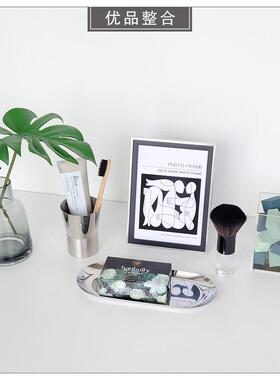 样板房卫生间简约软装家居饰品仿真花托盘蜡烛相架桌面摆件ZH3250