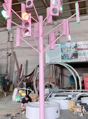 网红爱心打卡心形红绿灯交通标志信号牌道路障碍红创意工厂定制