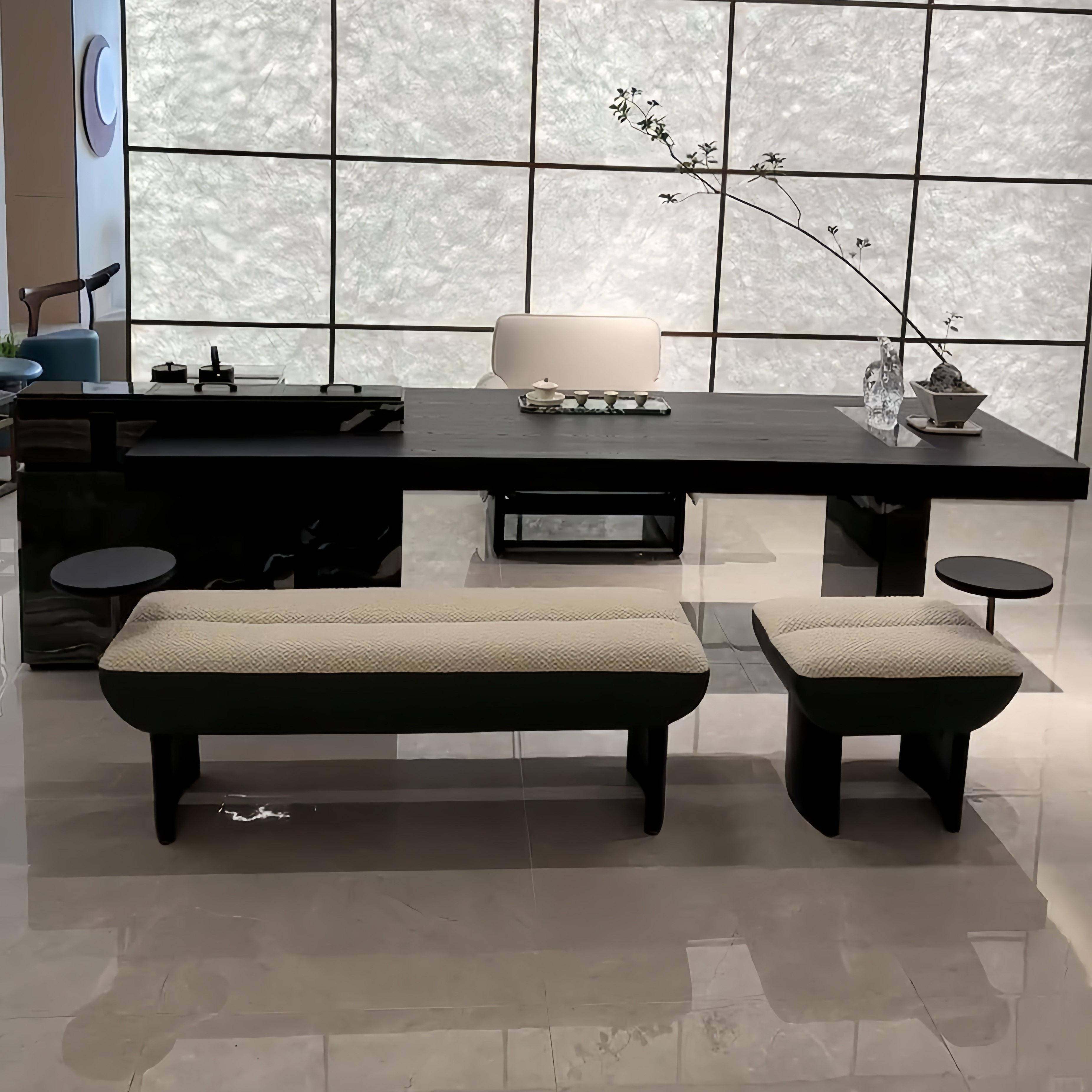 意式轻奢黑胡桃实木岩板茶桌现代简约轻奢高级感会客办公泡茶桌,淘宝优惠券,粉丝福利购,淘宝优惠卷