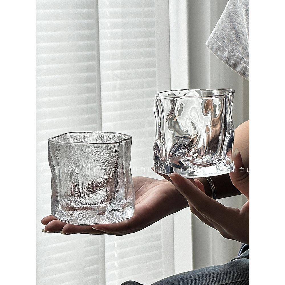 里白 威士忌扭扭玻璃杯洋酒杯烈酒杯果汁家用水杯客厅玻璃杯子 - 图0