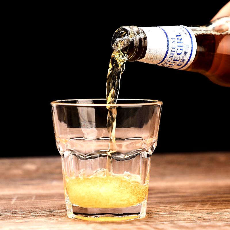 钢化玻璃啤酒杯烈酒威士忌加厚酒吧KTV清吧小酒馆商用八角杯定制 - 图0