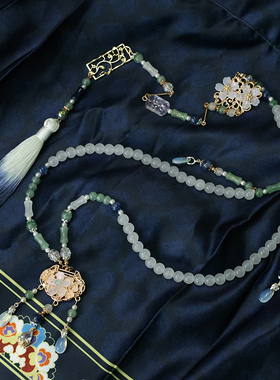 马面裙汉服古风长背云软璎珞项链明制流苏长命锁吊坠项圈配饰饰